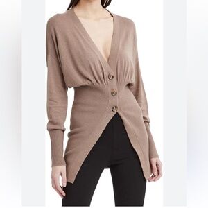 Alexander Wang smocked waist cardigan LIGHT OATMEAL MELANGE